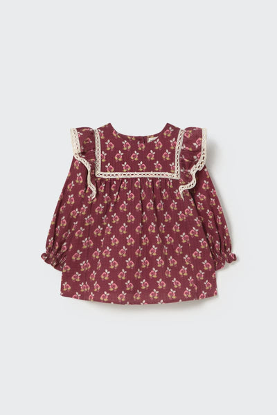 Bloom Textured Baby Dress Burgundy