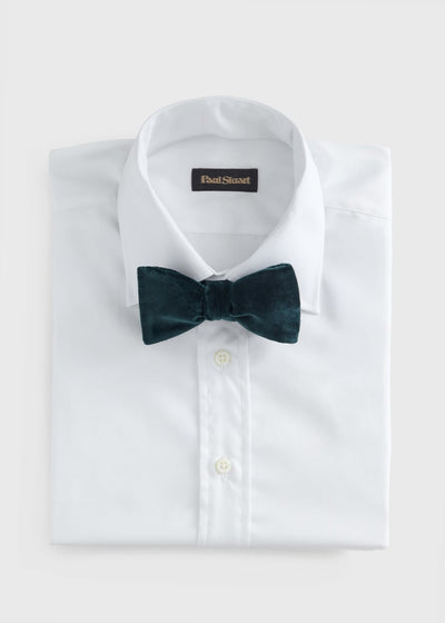 Blunt Edge Cotton Velvet Bow - Bottle Green