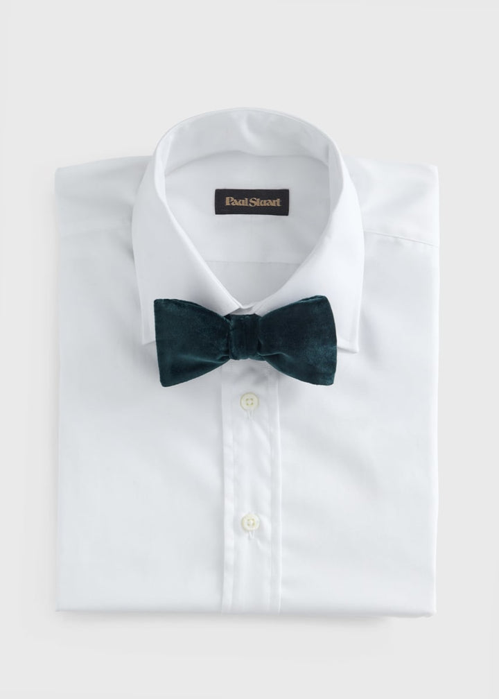Blunt Edge Cotton Velvet Bow - Bottle Green