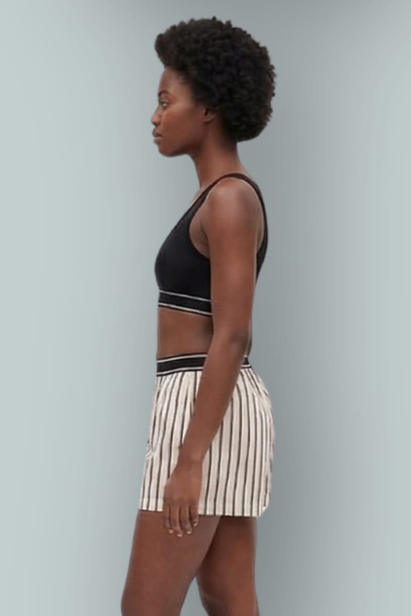 GAP × BÉIS Poplin Boxer Shorts - Khaki Black Stripe