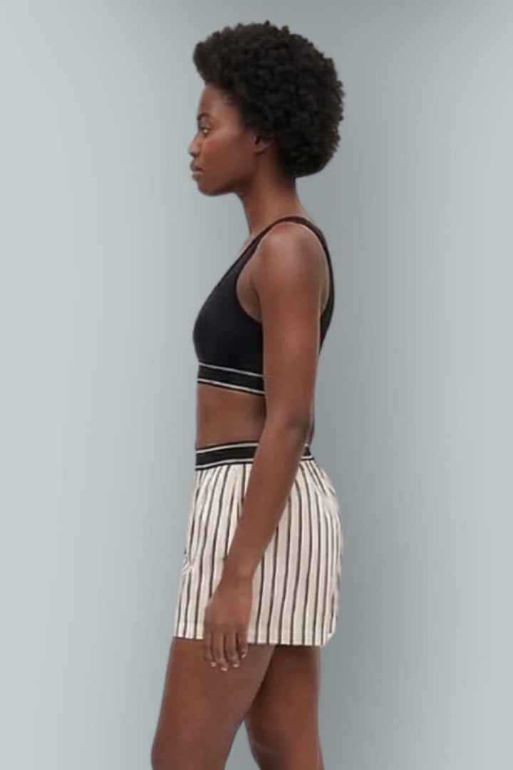 GAP × BÉIS Poplin Boxer Shorts - Khaki Black Stripe