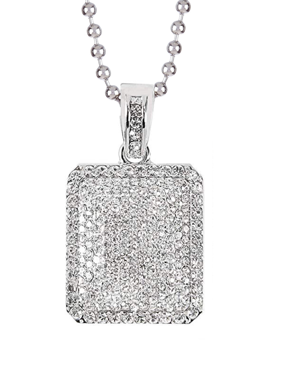 18k white gold Pave Tag Necklace