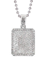 18k white gold Pave Tag Necklace