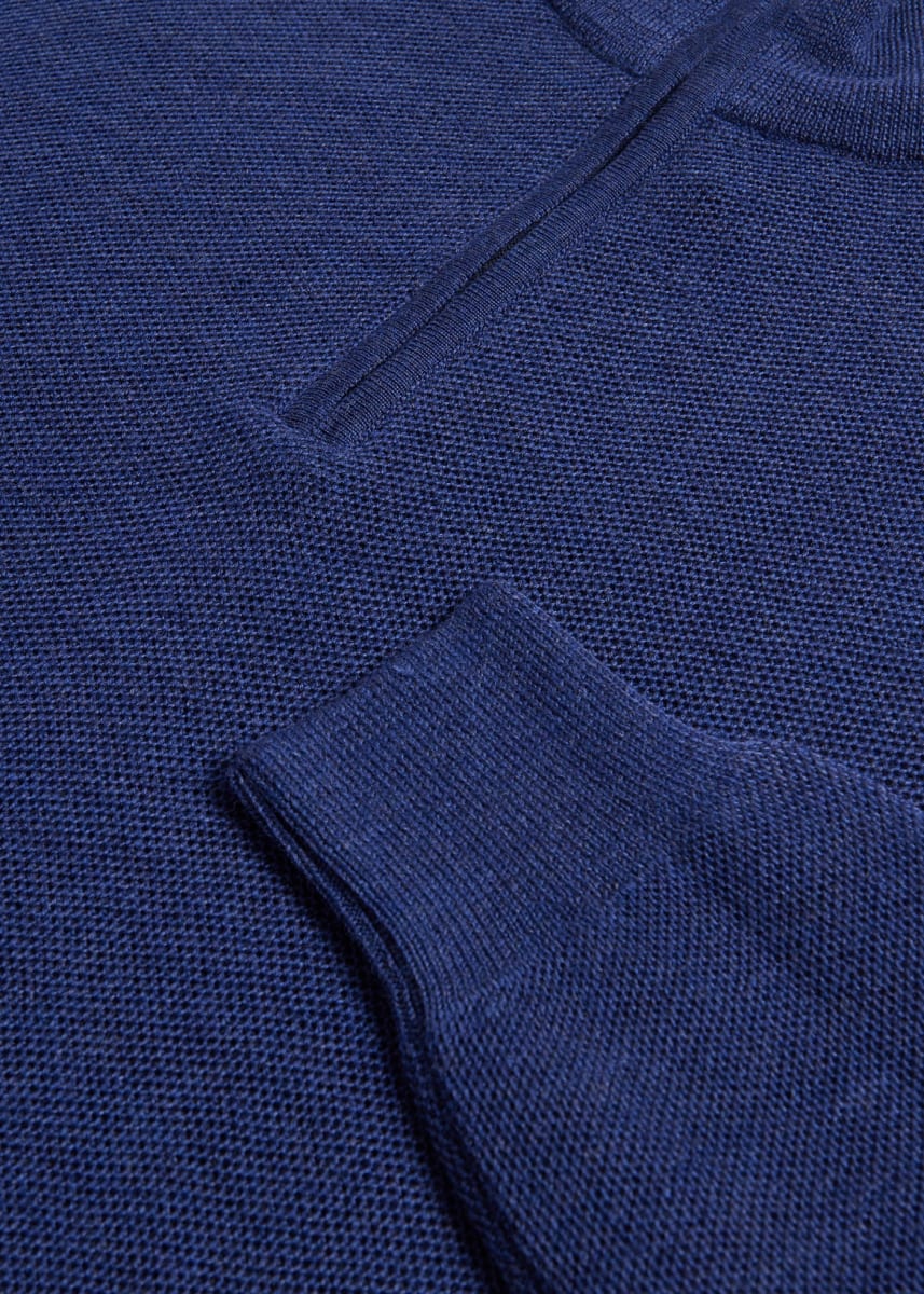 Merino Wool Quarter Zip Pullover - Denim