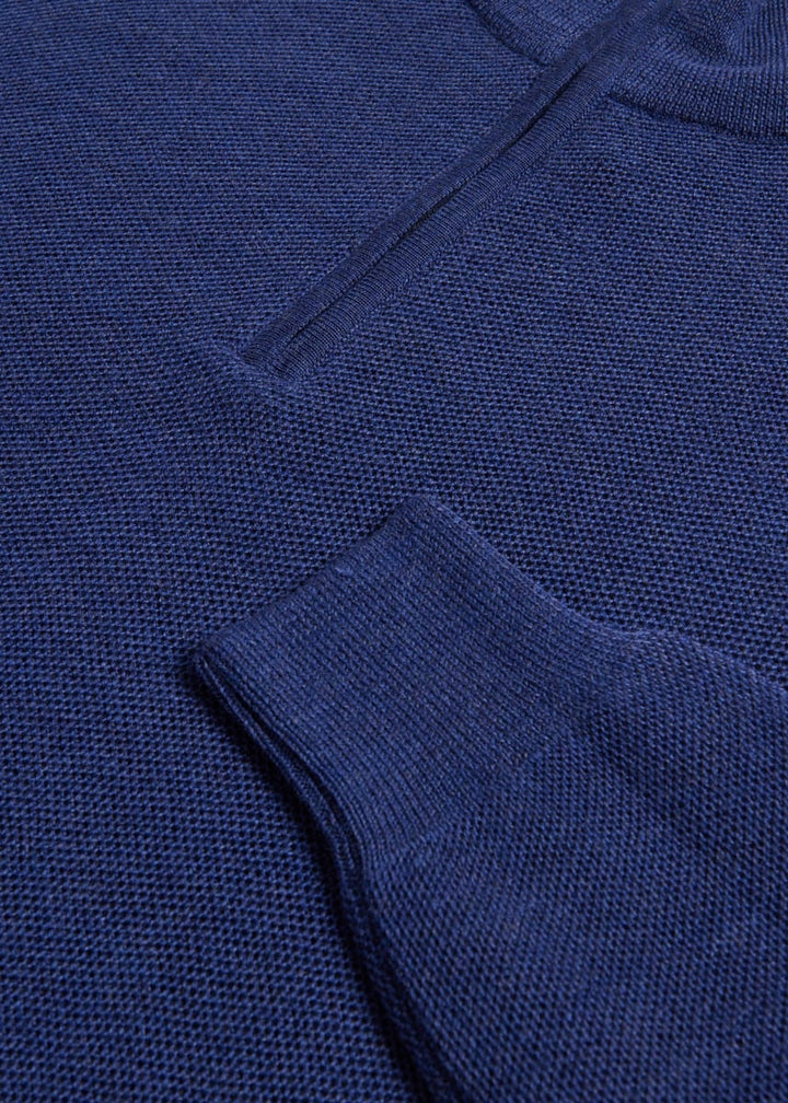 Merino Wool Quarter Zip Pullover - Denim