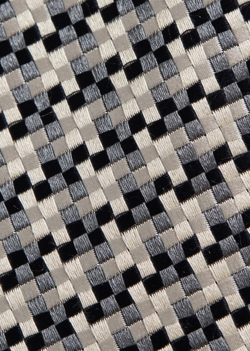 Woven Silk Two Color Houndstooth Tie - Grey