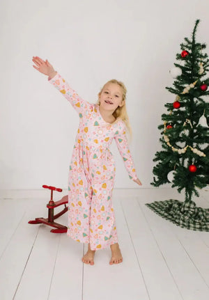 Long Sleeve Leggy Romper - Christmas Cookies