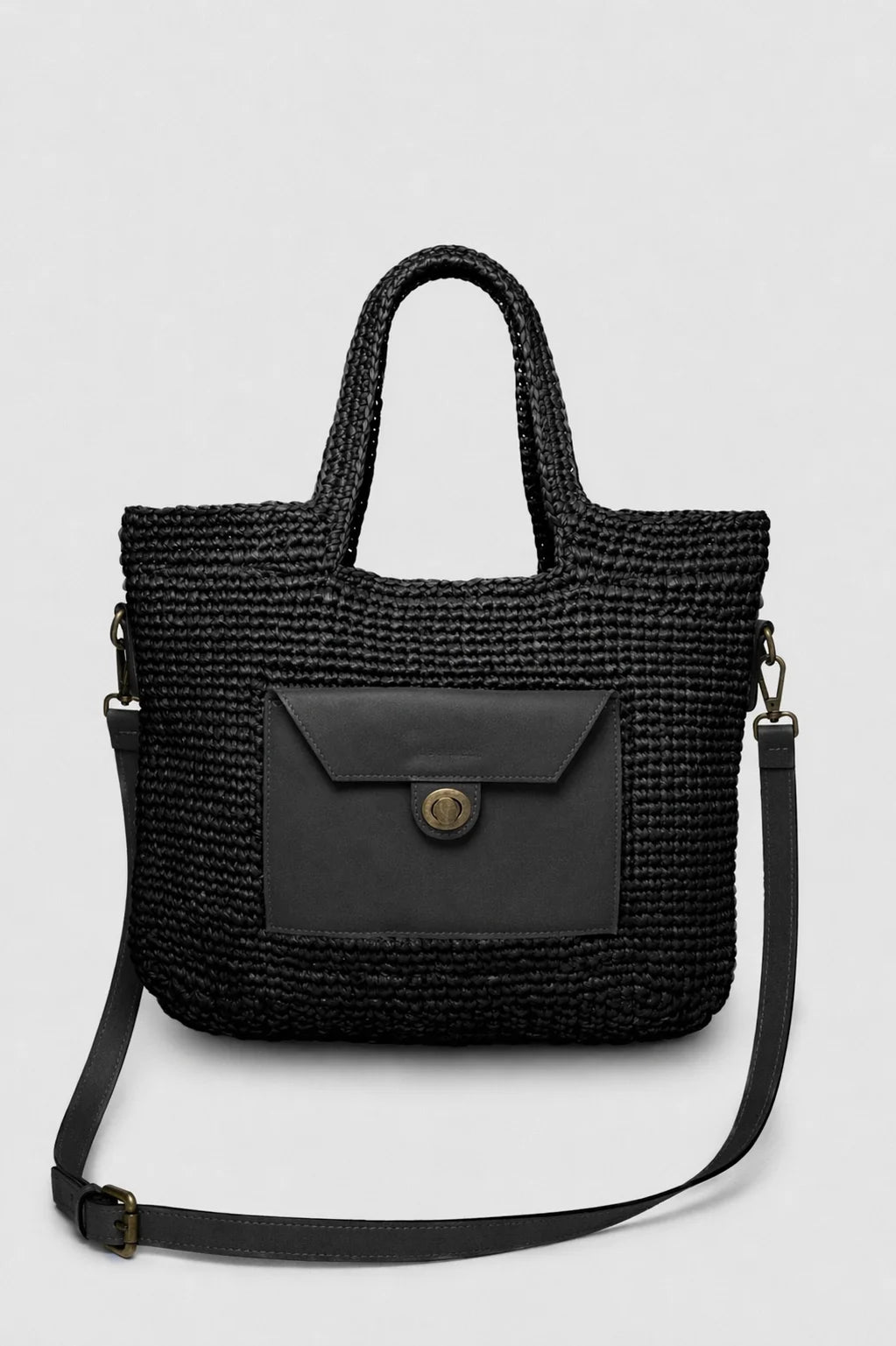 The LIDO Straw Tote - Black