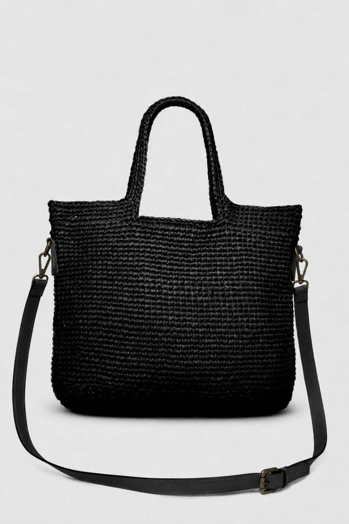 The LIDO Straw Tote - Black