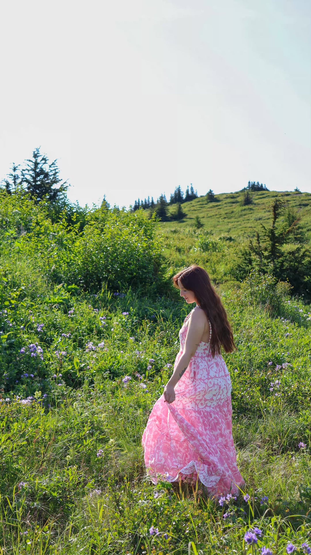 Kira Schiffli Maxi Dress - Pink