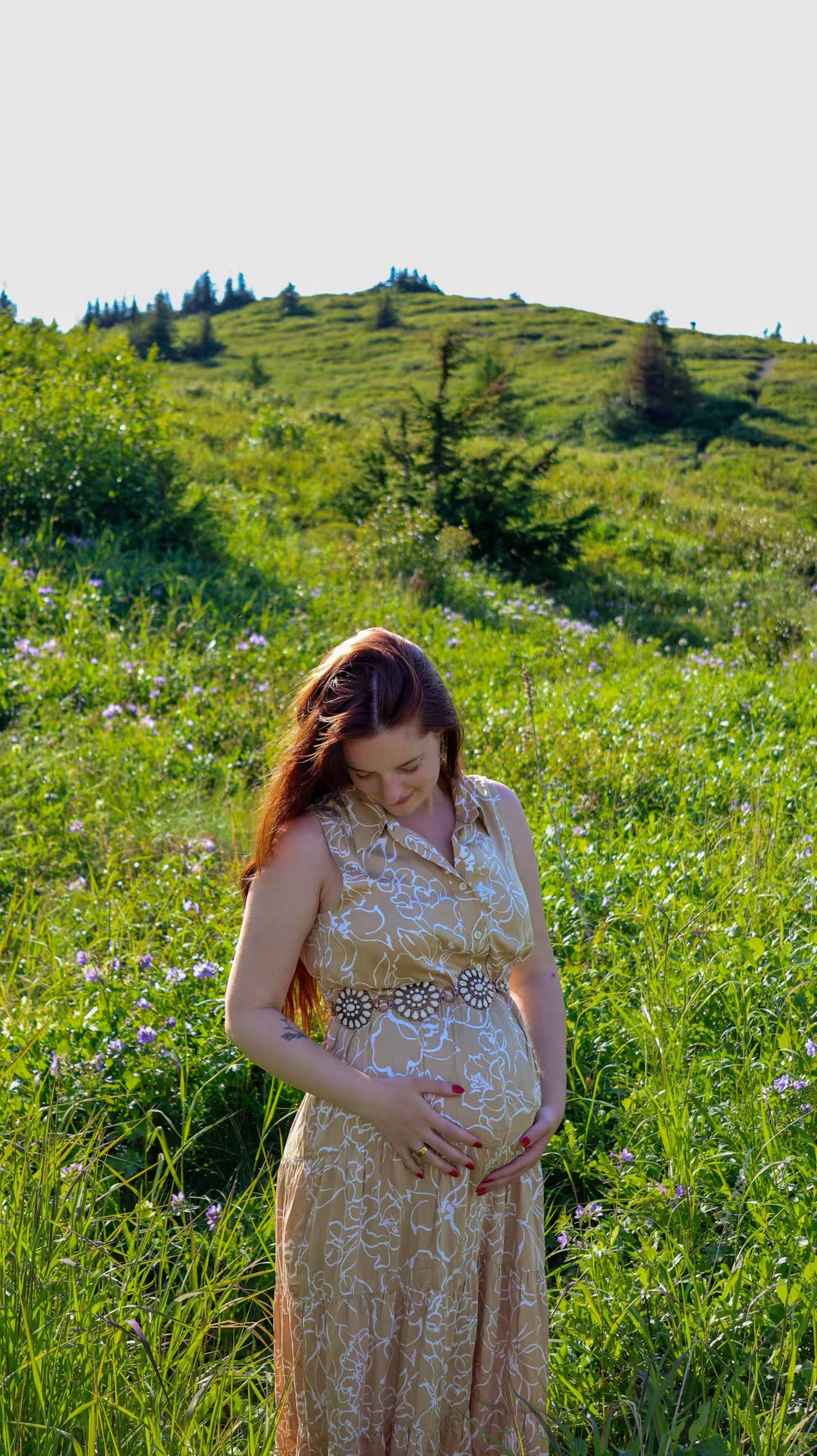 CLARA QD51 Sleeveless Printed Maxi Maternity Dress - Sand Fine Lines