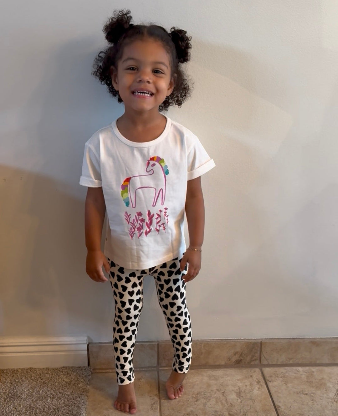 Magic Horse Rolled Sleeve Top - Chalk