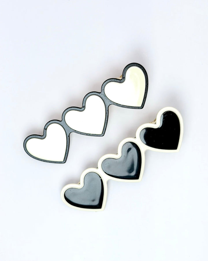 Retro Hearts Bar Clips (Set of 2)