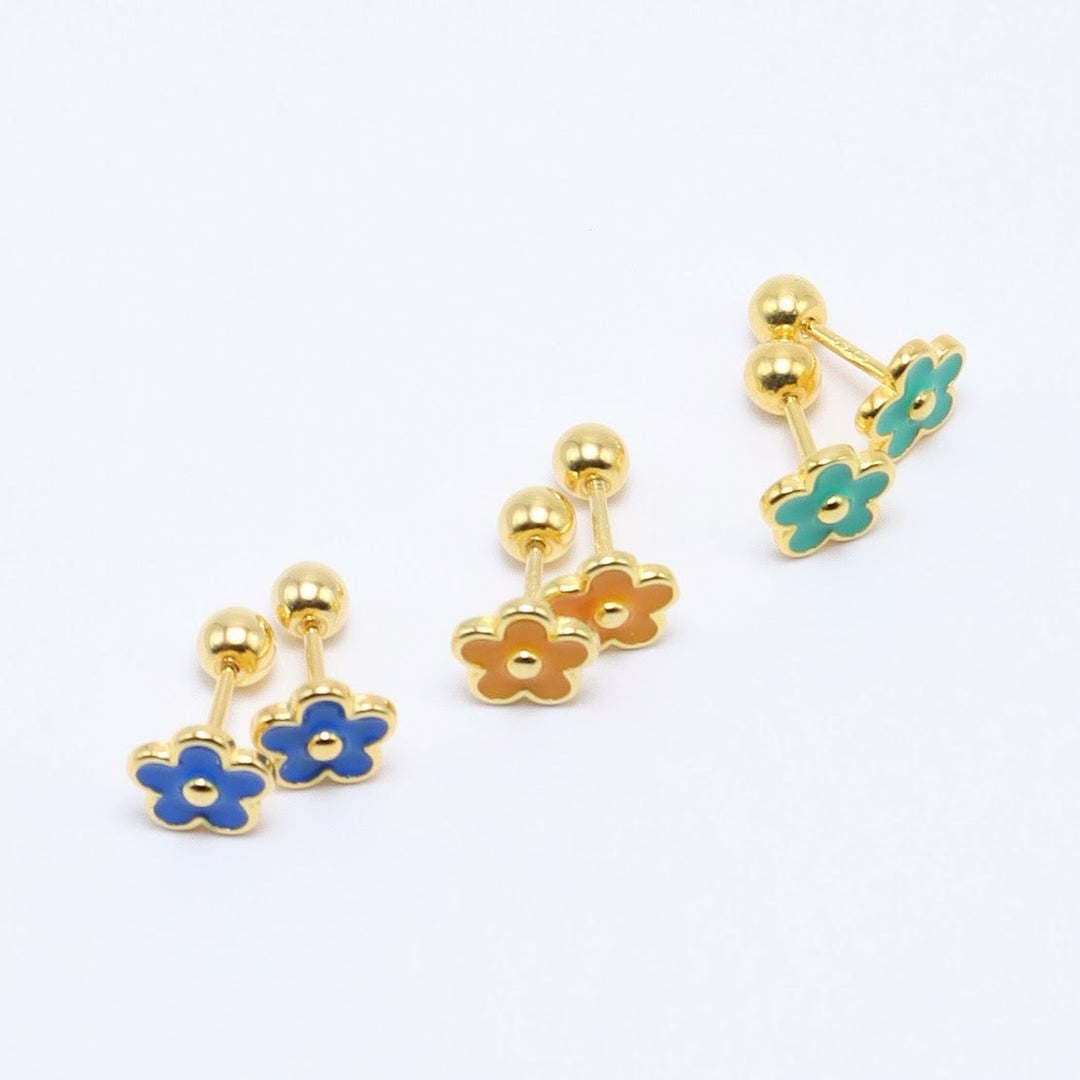 Flower Earrings (14K Gold Plated)