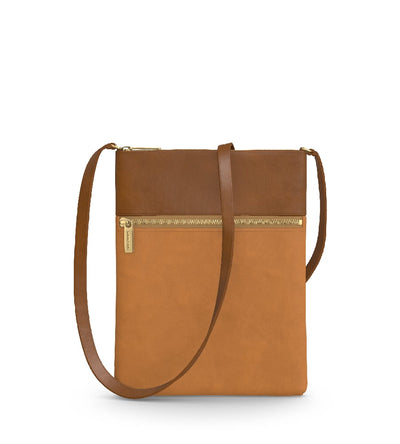 Aria Crossbody - Chestnut/Caramel Suede
