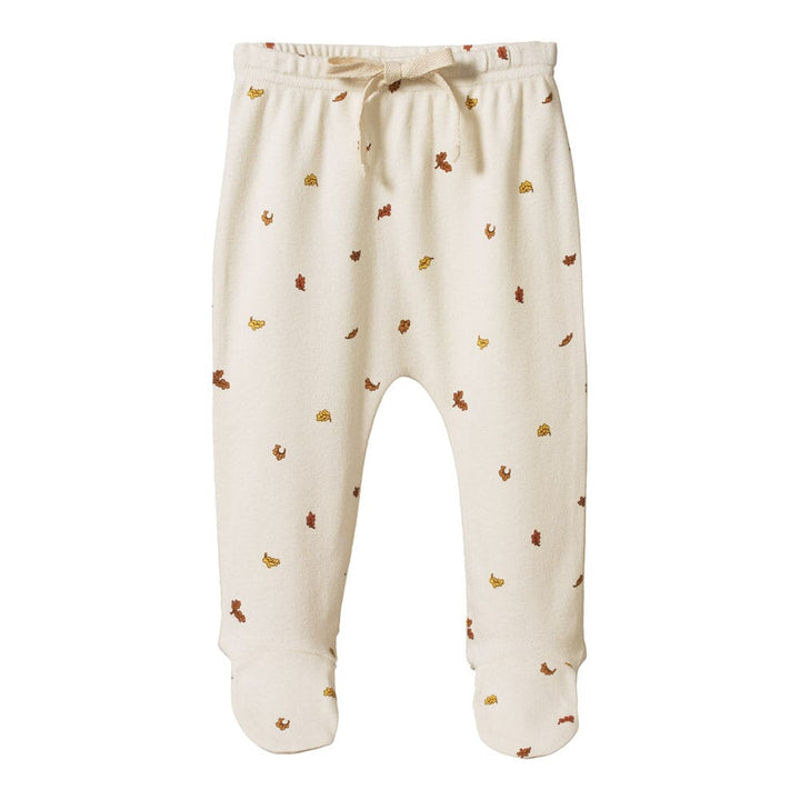 Cotton Footed Rompers - Leaf Print Pants Nature Baby 