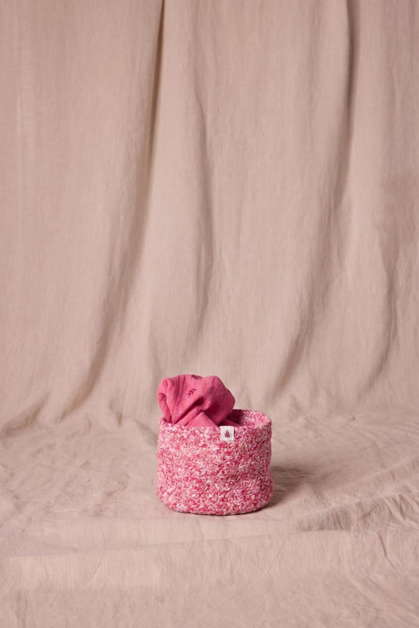 Esma Scrap-Crochet Basket - Sorbet Pink