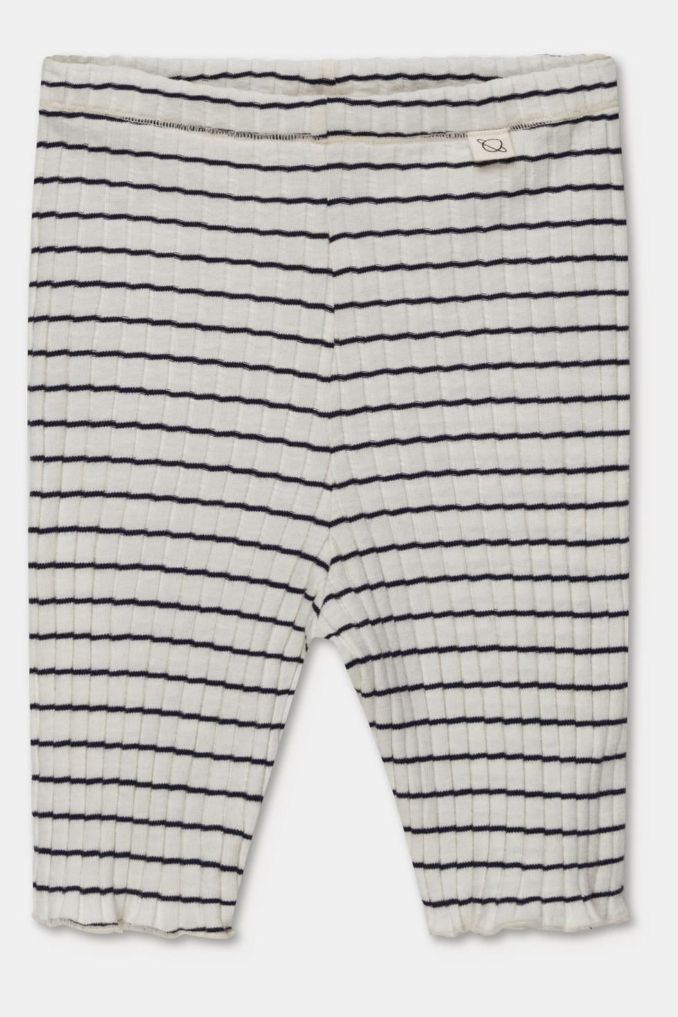 Rib stripe lettuce-edge bike shorts - Ivory