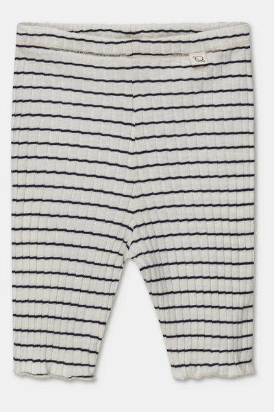 Rib stripe lettuce-edge bike shorts - Ivory