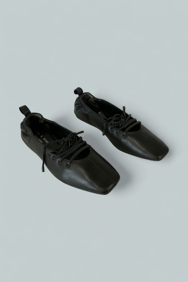 Sophia Leather Ballet Flat - Black