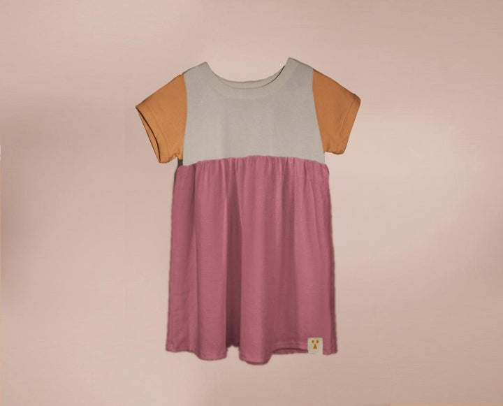 Two-Tone Organic Cotton Jersey Dress - River