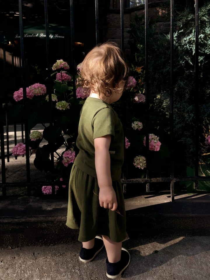 Organic Ribbed Shorts - Green