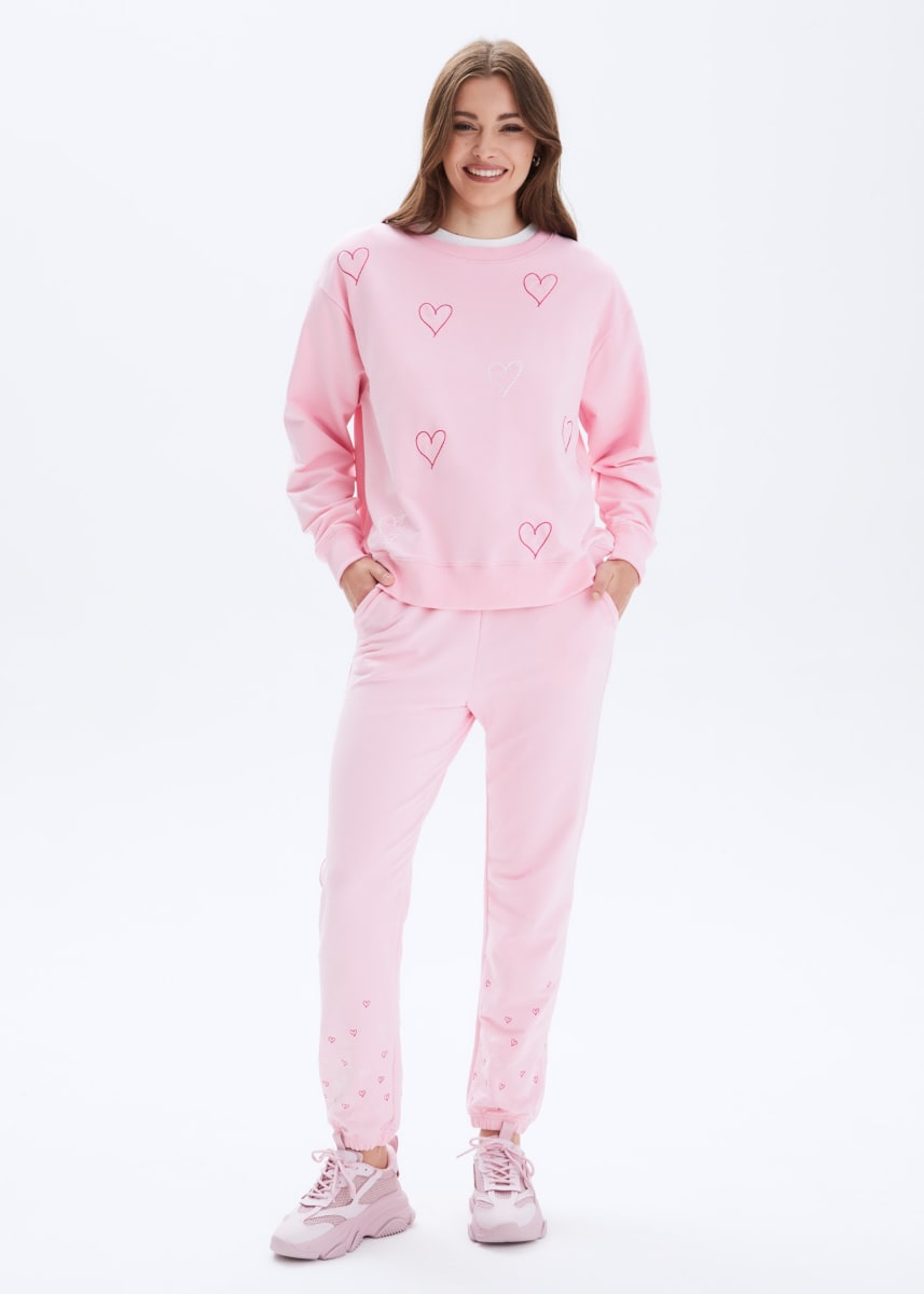Heart Stitch P.E Sweatpants - Blush