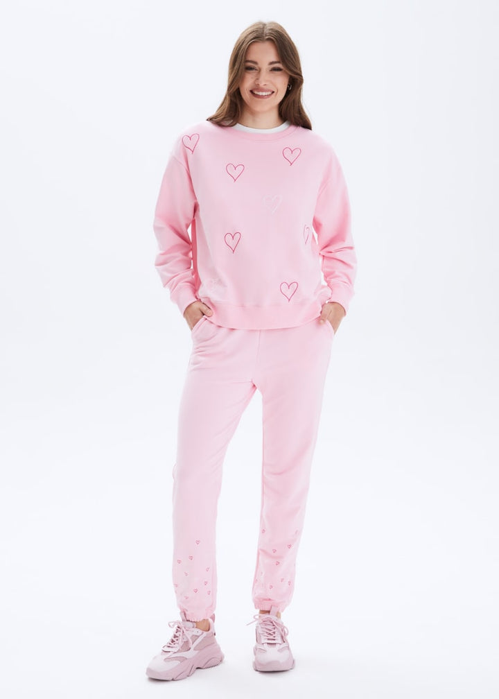 Heart Stitch P.E Sweatpants - Blush
