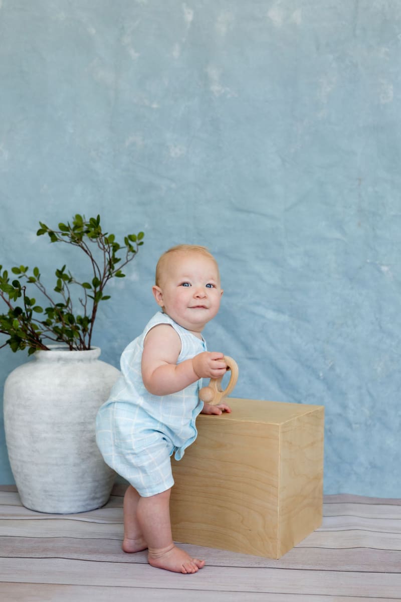 Ancel Romper - Icy Horizon Plaid