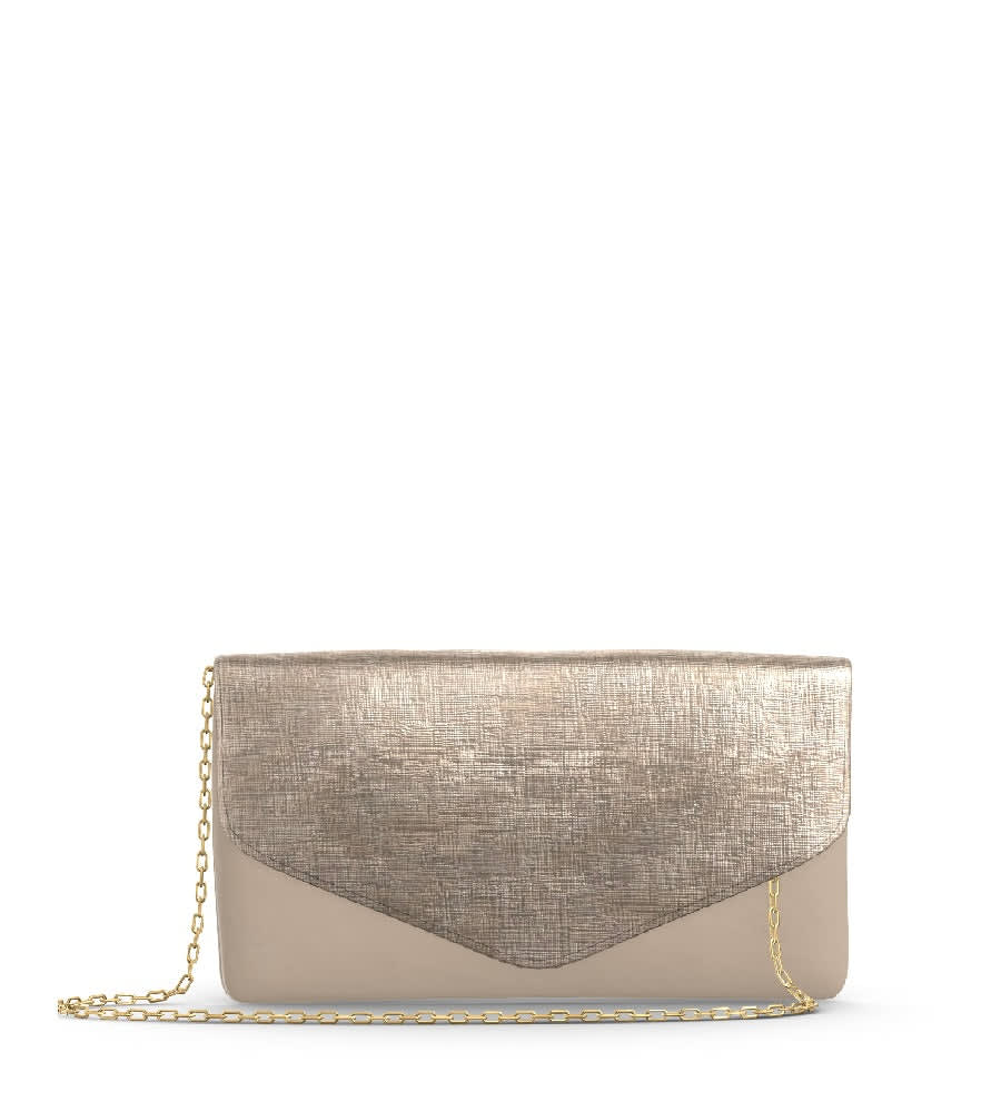 Comodo Envelope Clutch - Metallic Etched Ecru/Ecru