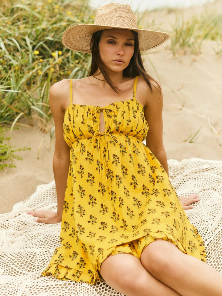 Andi Mini Dress - Mellow Yellow Flower Power