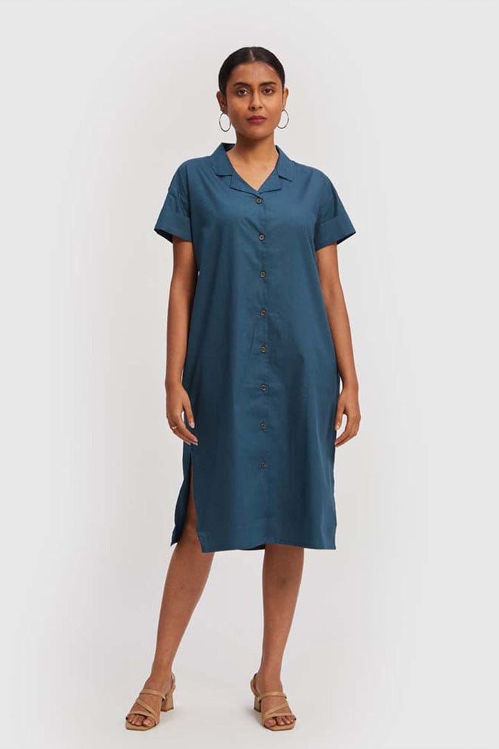 Midi Shirt Dress - Poplin Blue