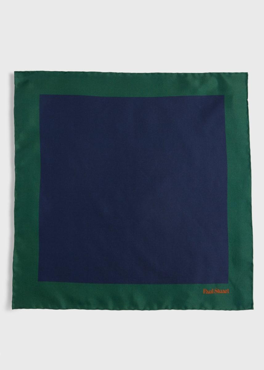 Printed Silk Color Block Pocket Square - Green