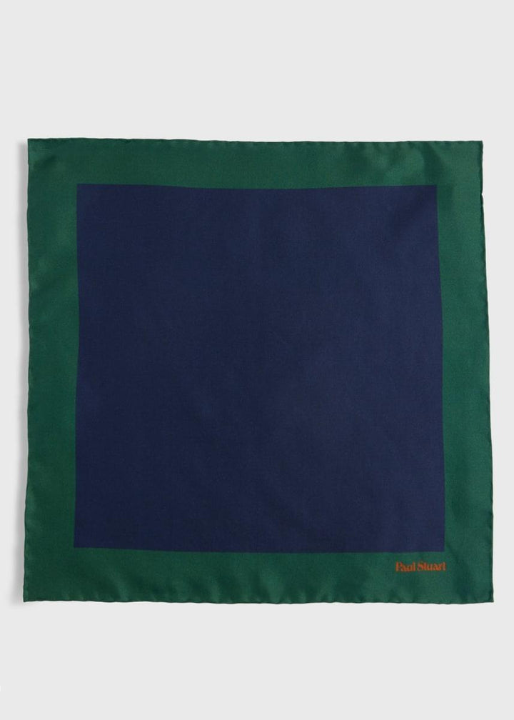 Printed Silk Color Block Pocket Square - Green