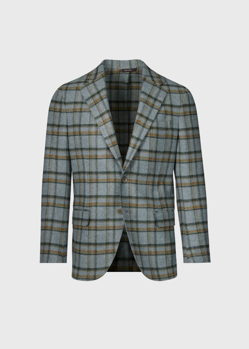 Wool & Cashmere Plaid Jacket - Grey/Tan
