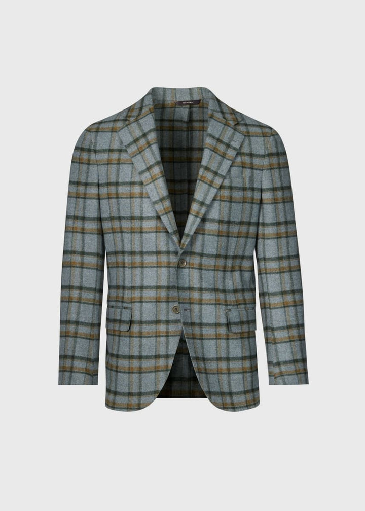 Wool & Cashmere Plaid Jacket - Grey/Tan