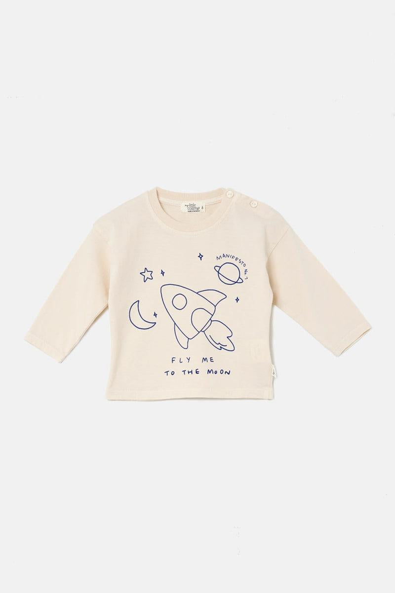Print Baby T-Shirt Moon - Stone