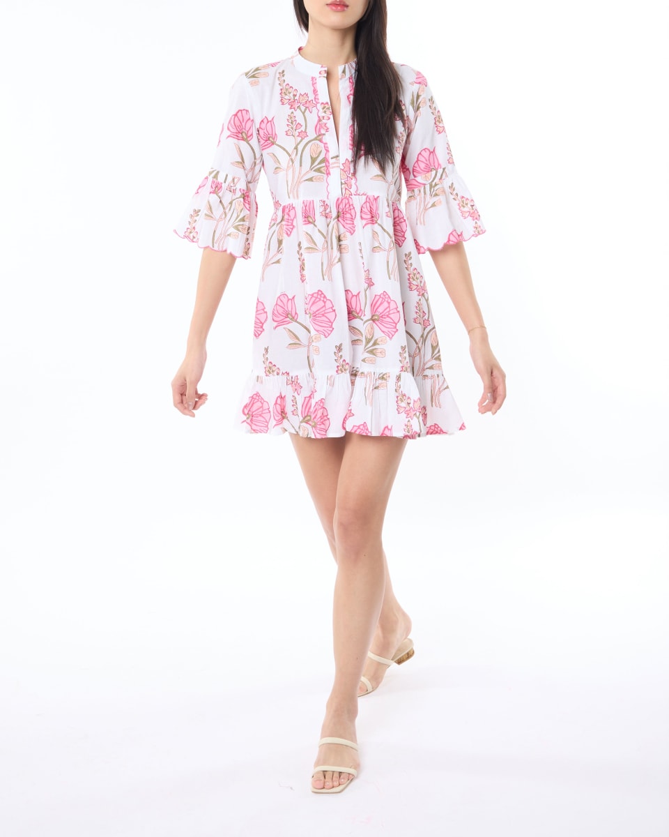 Mykonos Dress - Pink/White