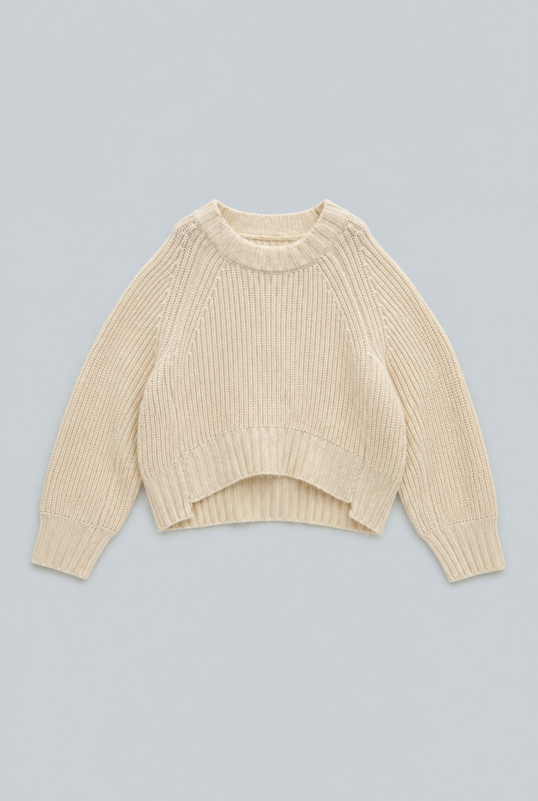 Wool-Blend Crewneck Cropped Sweater - Ivory