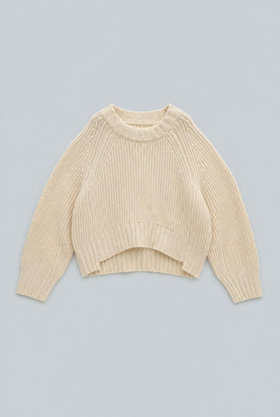 Wool-Blend Crewneck Cropped Sweater - Ivory
