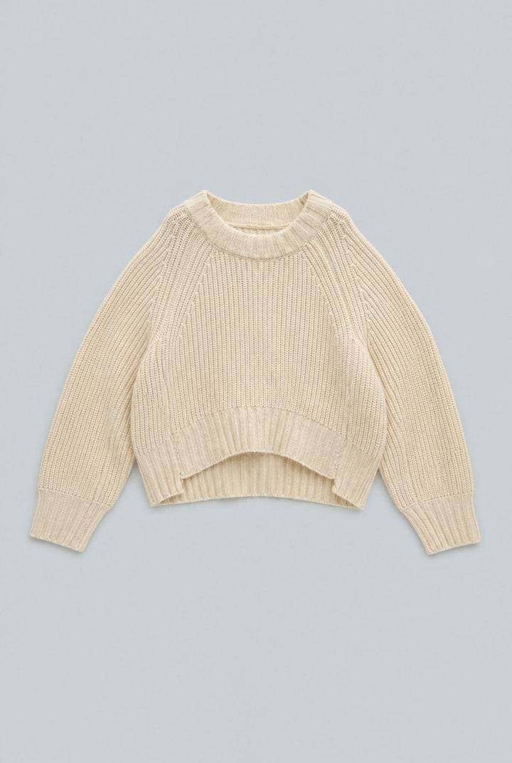 Wool-Blend Crewneck Cropped Sweater - Ivory