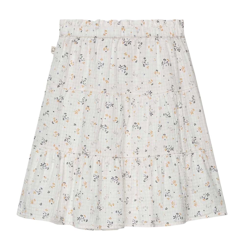 Muslin Floral Flared Skirt - Ivory