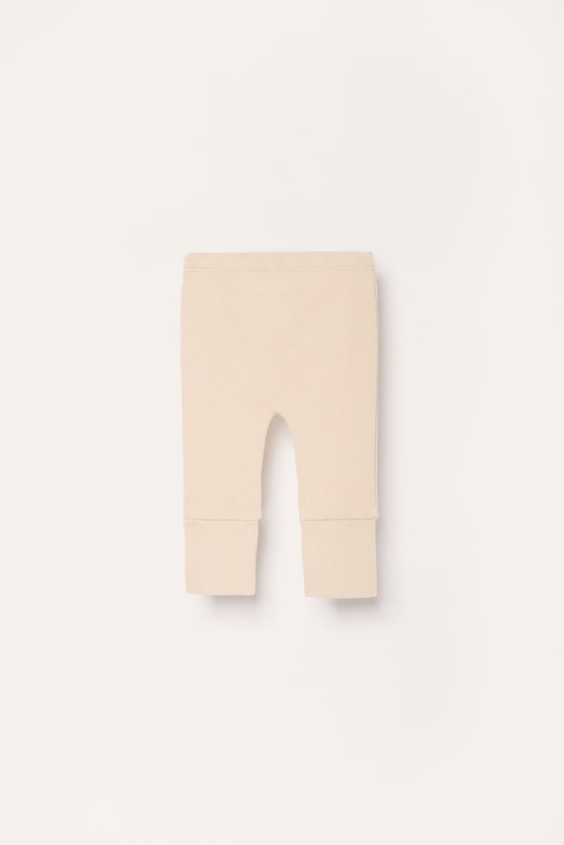 Organic Ribbed Baby Pants - Sand