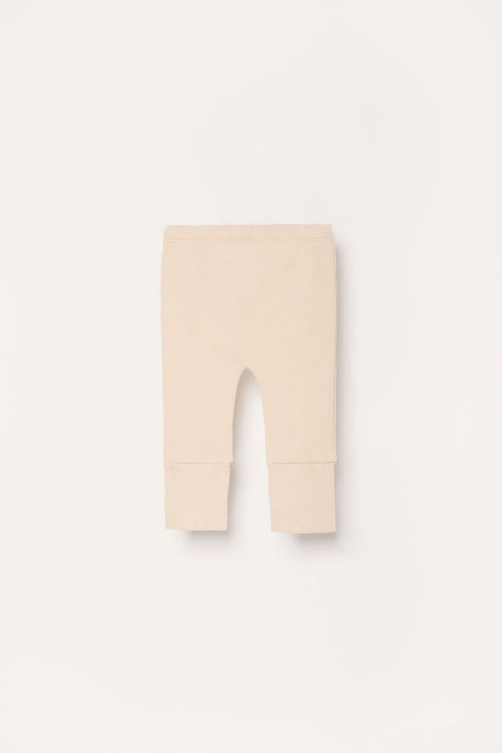 Organic Ribbed Baby Pants - Sand