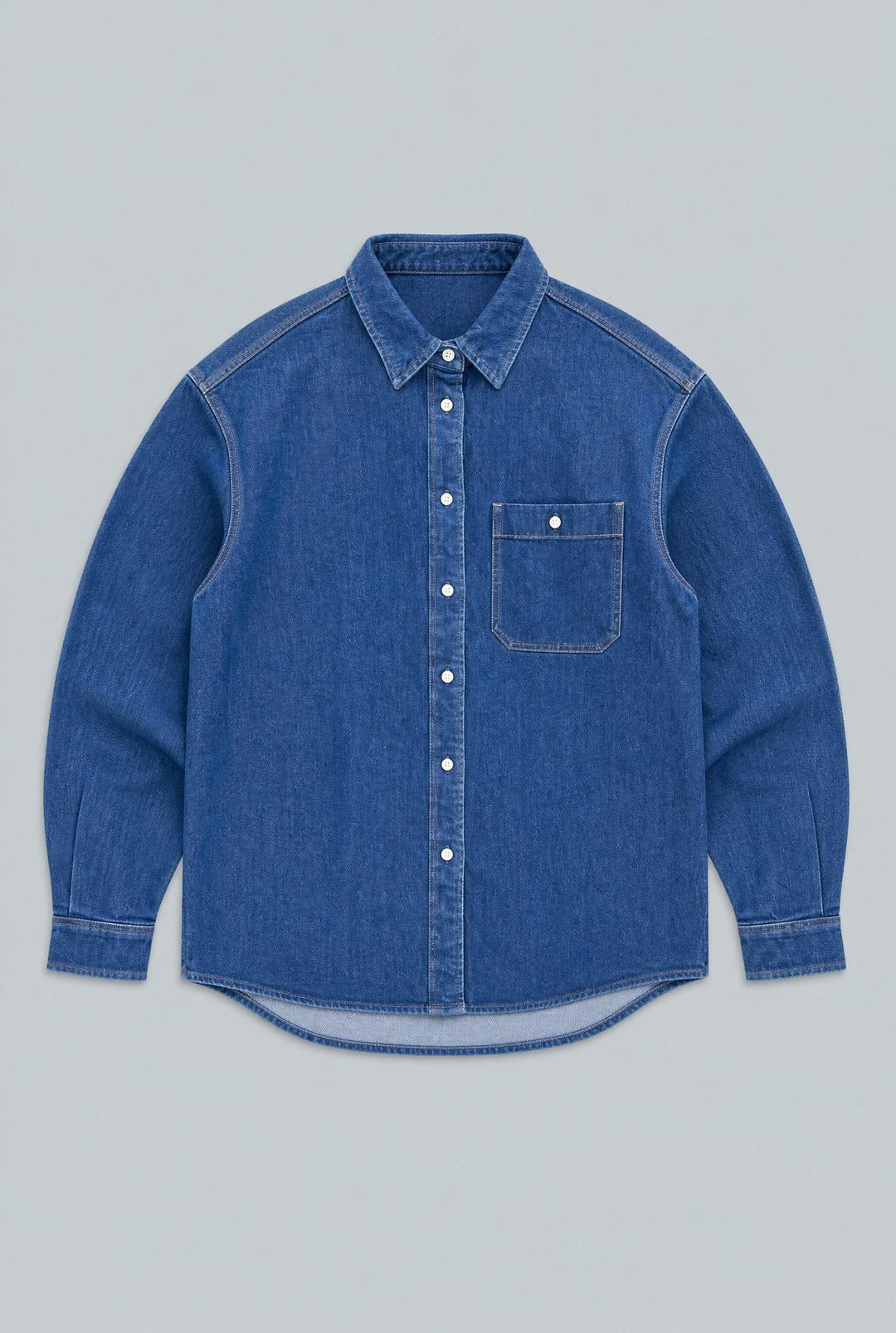Denim Button Up Over Shirt - Indigo