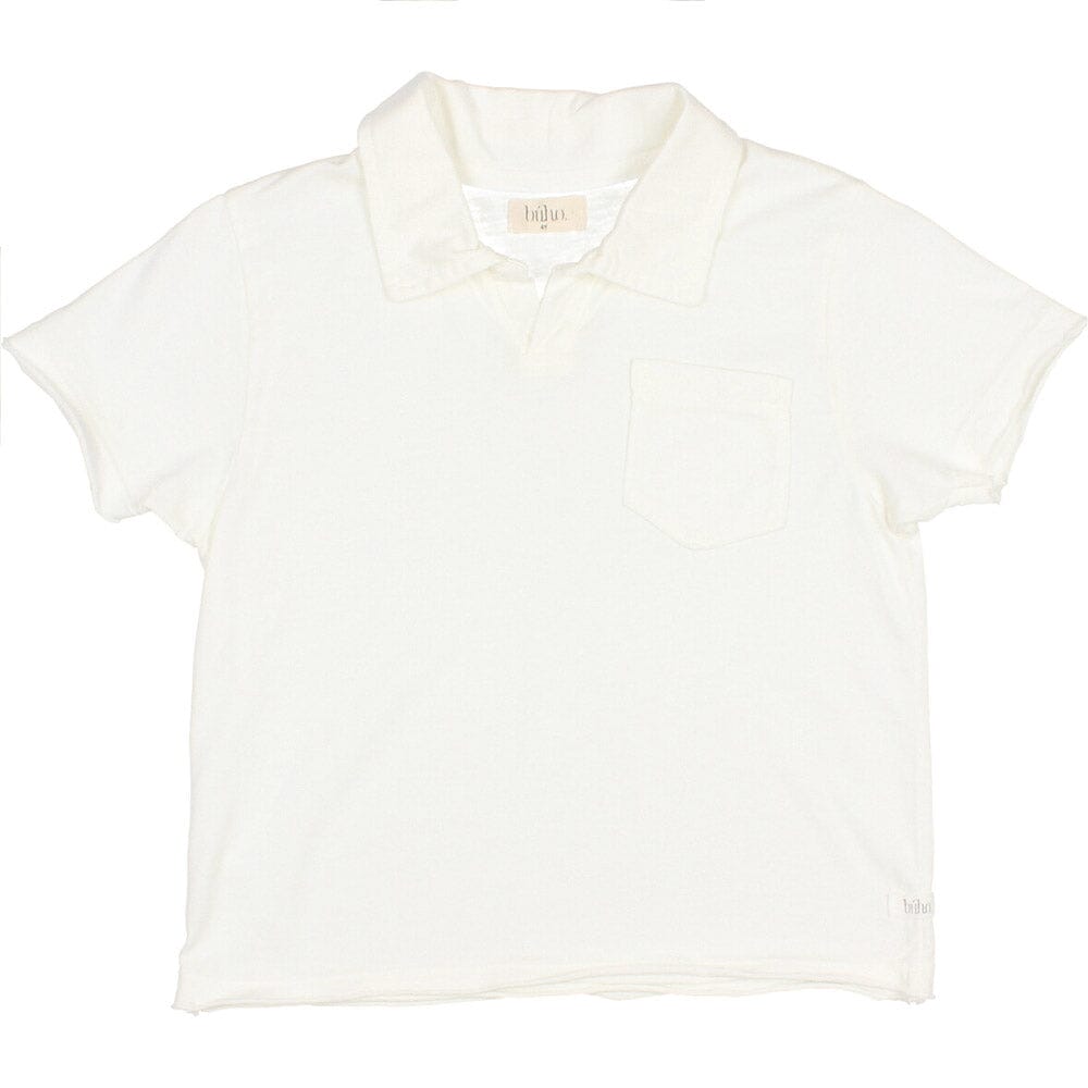 Polo Tee Shirt with Pocket - White Tops Buho 