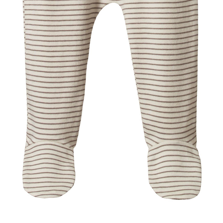 Cotton Footed Rompers - Mushroom Pinstripe