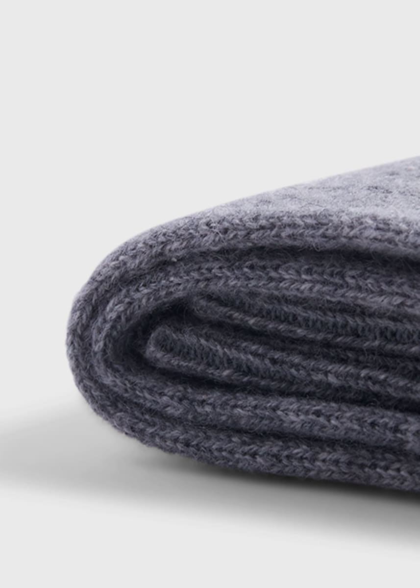 Cashmere Ribbed Sock - Light Grey