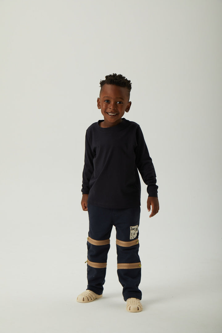 3-in-1 Convertible Joggers with Detachable Knee Pads - Navy