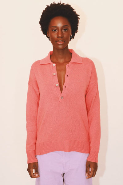 Mitch Collar Sweater - Coral